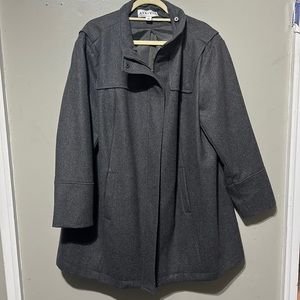 Ava & Viv Grey Wool Blend Zippered Car Coat Plus Size 2X